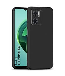 ZAMN - Black Silicon Plain Cases Compatible For Redmi 11 Prime 5G ( Pack of 1 )