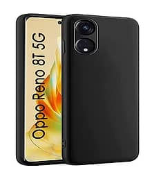 ZAMN - Black Silicon Plain Cases Compatible For Oppo Reno 8T 5G ( Pack of 1 )