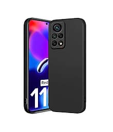 ZAMN - Black Silicon Plain Cases Compatible For Redmi Note 11 Pro Plus 5G ( Pack of 1 )
