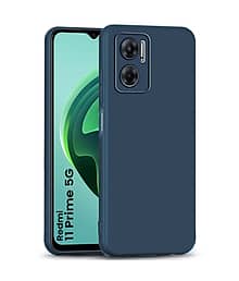 ZAMN - Blue Silicon Plain Cases Compatible For Redmi 11 Prime 5G ( Pack of 1 )
