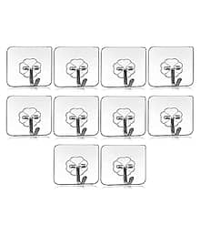 dust n shine - Home Utility Multipurpose Self Adhesive Hooks suitable for Tiles, Mica and Glass surface ( Pack of 10 )