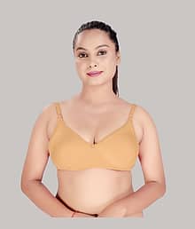 haya fashion Cotton Women's Push Up Bra ( Beige ) Cotton Pushup Seamless non Padded Bra