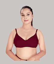 haya fashion Cotton Women's Push Up Bra ( Maroon ) Cotton Pushup Seamless non Padded Bra