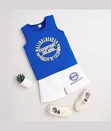kaseera Pack of 1 Boys Cotton T-Shirt & Shorts Set ( Blue )