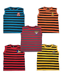 kaseera Pack of 5 Boys Cotton Blend Vest ( Multicolor )