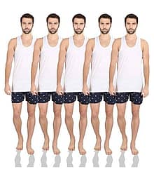 kaseera Pack of 5 Cotton Basic Vest For Men ( White )