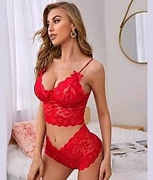 khusboo textile Red Nylon Women Baby Doll Dress With Panty