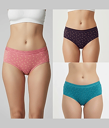love girl Pack of 3 Cotton Blend Briefs For Women ( Multicolor3 )