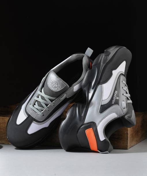 Men Black Faux Leather Casual Lace Up Sneakers Sneakers...