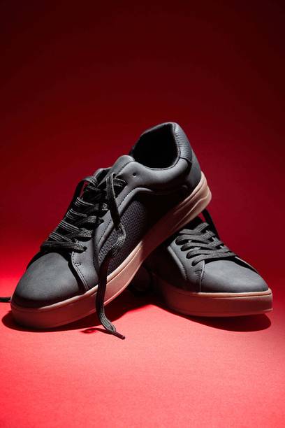 Black Solid Sneakers Sneakers For Men