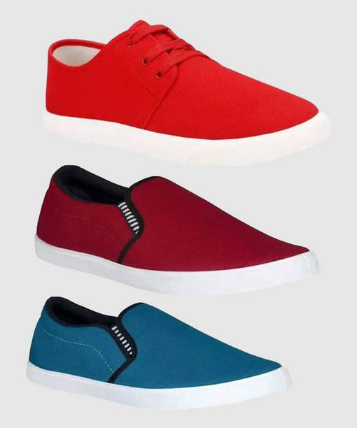 Combo Pack Of 3 Loafer Shoes Slip On Sneakers For Men