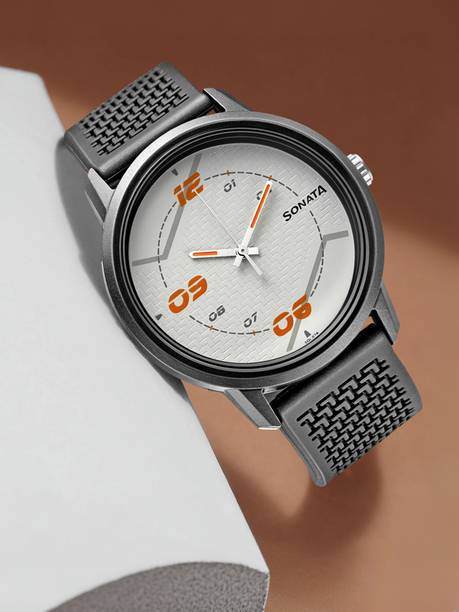 Sonata Volt Grey Dial Grey Polyurethane Strap Analog Wa...