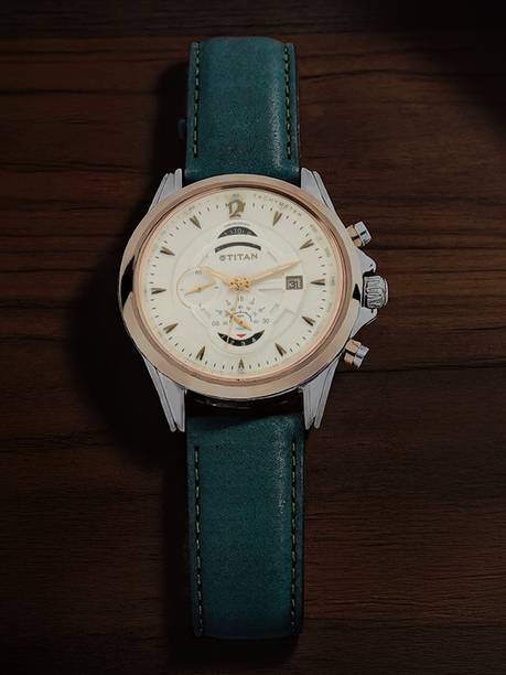 Titan Maritime Chronograph White Dial Green LeatherStra...