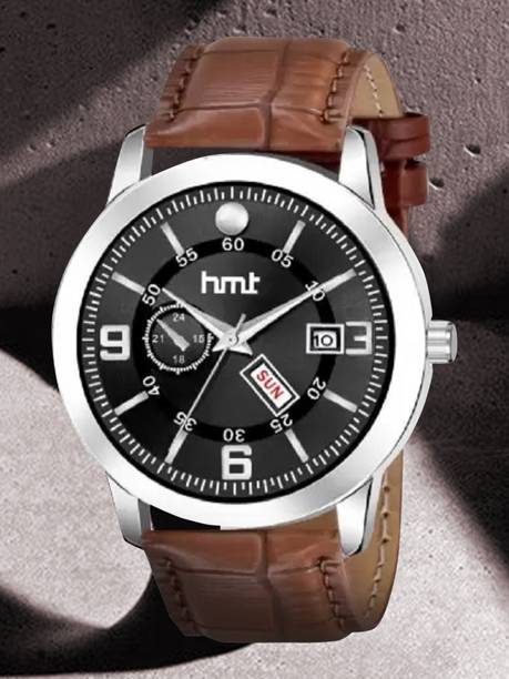 Black Dial Day & Date Analog Watch - For Men HM-9325SL