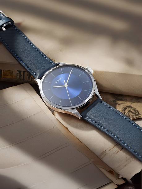 Titan Workwear Midnight Blue Dial Blue LeatherStrap Ana...
