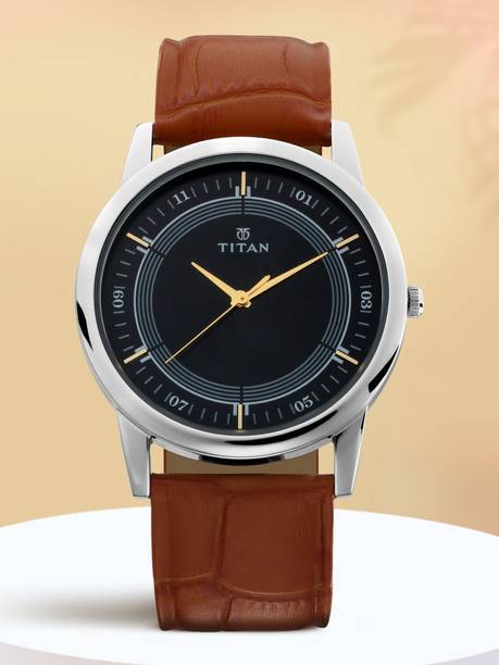 Titan Quartz Blue Dial Brown Leather Strap Analog Watch...
