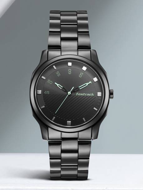 Fastrack Stunners Black Dial Black Stainless Steel Stra...