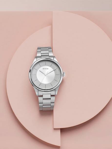 Titan Workwear SIlver & White Dial Silver MetalStrap An...