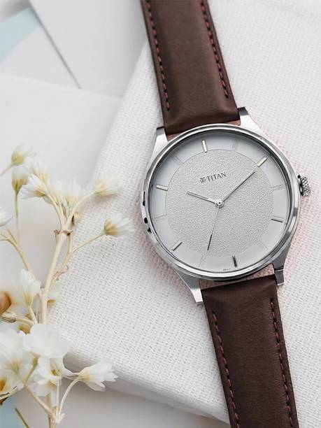 Titan Workwear White Dial Brown Leather Strap Analog Wa...