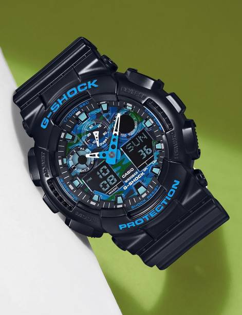 G-SHOCK GA-100CB-1ADR Blue Camouflage Dial Black Resin ...