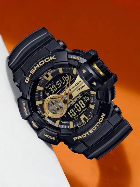 G-SHOCK GA-400GB-1A9DR Black-Gold Dial Resin Strap Anal...