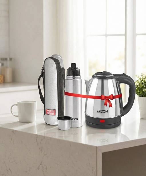 MILTON Combo Set Insta Electric Stainless Steel Kettle,...